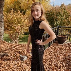 Black Sequin Prom Dress